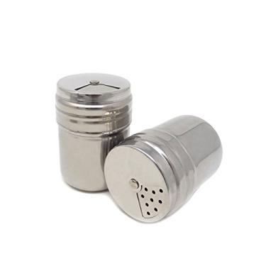 Imagem de Honbay 2PCS Stainless Steel Dredge Salt Sugar Spice Pepper Shaker Seasoning Cans with Rotating Cover