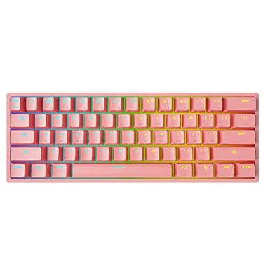 Imagem de 60% Mini-teclado mecânico de jogos, 61key Blue Switch Wired Anti-Ghosting RGB PBT teclado portátil para jogador Pink