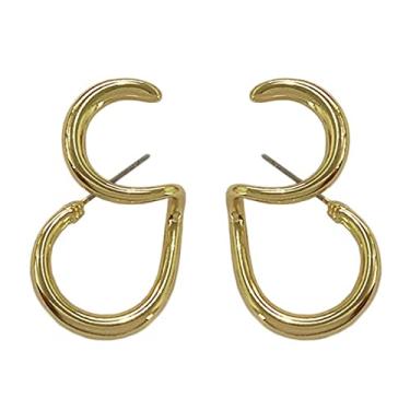 Imagem de Brincos de agulha de prata com fivela de osso de orelha simples brincos de anel binaural, Metal, Sem Pedra Preciosa