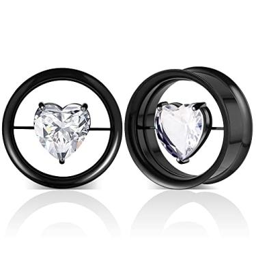 Imagem de COOEAR 1 par de alargadores de orelha com pedras de aço inoxidável alargadores de ilhós para orelhas parafuso traseiro alargador duplo expansor.