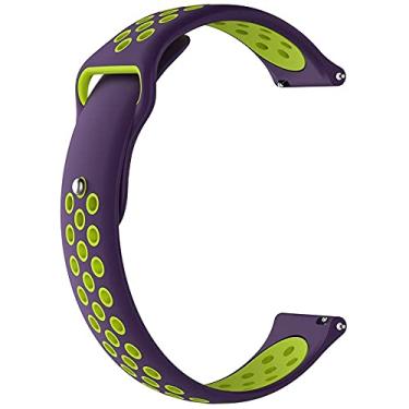 Imagem de Pulseiras esportivas NSmart Smartwatch 22mm ou 20mm compatível com Samsung Galaxy Watch 3 45mm - 41mm - Galaxy Watch 46mm - Gear S3 Frontier - Amazfit GTR 2 / GTR 3 / GTS / GTS 2 / GTS 3 / GTS mini - Stratos 2 / Stratos 3 - Pace - Hawei GT - Nandos_Store (22mm, Roxo/Verde)