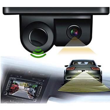 Imagem de XRC TECH Retrovisor de ré do carro Câmera de ré Sensor de radar de estacionamento Sistema de alarme de 170 graus, design 2 em 1, medições precisas, início automático, fácil de instalar