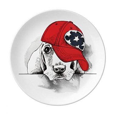 Imagem de Adorável prato de ilustração de roupas de aquarela para cachorro decorativo de porcelana salver louças de jantar