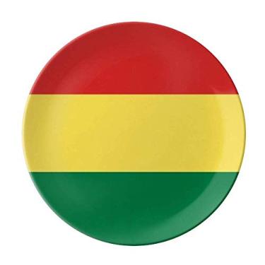 Imagem de Bandeira da Bolívia com estampa de símbolos, placa decorativa de porcelana salver talheres, prato de jantar