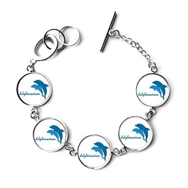 Imagem de Bracelete de corrente com estampa de golfinho amigável ao oceano azul
