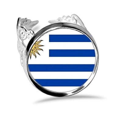Imagem de DIYthinker Anel de noivado ajustável com a bandeira nacional do Uruguai América do Sul