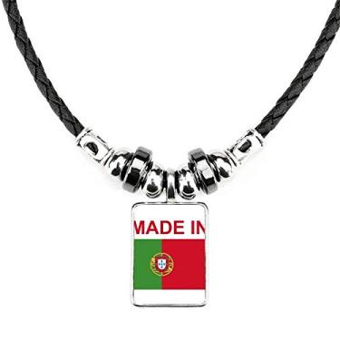 Imagem de DIYthinker Colar Made in Portugal Country Love Joias Torque Pingente de Corda de Couro