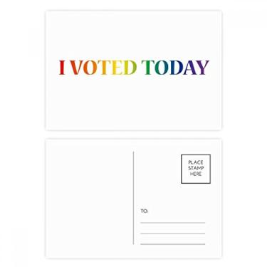 Imagem de LGBT Bandeira de arco-íris I Vote Today Conjunto de cartões postais de aniversário para enviar cartões de agradecimento