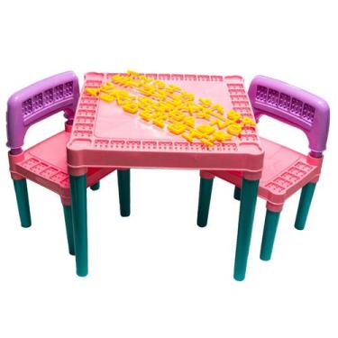 Imagem de Mesa De Alta Qualidade Com 2 Cadeiras Rosa - Tritec