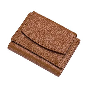 Imagem de Porta-cartões de couro com bolso mini carteira pequena carteira feminina de couro carteira mini carteira para homens slim, E, One Size