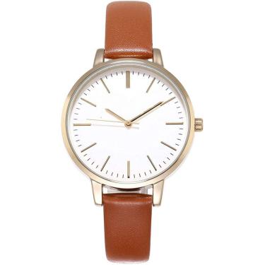 Imagem de Relógio de quartzo com pulseira de couro impermeável para mulheres