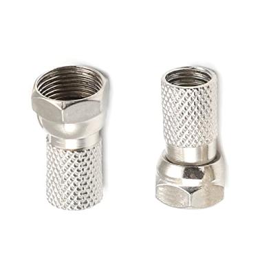Imagem de Bettomshin 2 peças conector adaptador coaxial de RF métrico F compatível com aplicações de RF, dispositivos LAN sem fio, cobre, prata