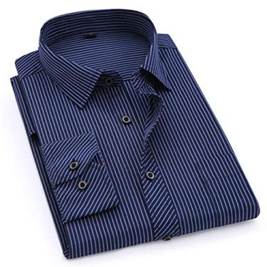 Imagem de Men's Long Sleeve Shirt Stripe Print Casual Slim Fit Large Size Business Dress Shirt Button Shirt (Color : 2108, Size : Asian M Label 39)