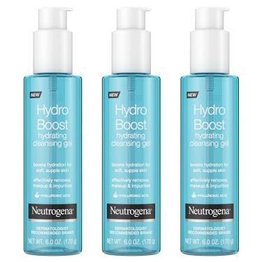 Imagem de Neutrogena Gel hidratante leve Hydro Boost, sabonete facial suave e removedor de maquiagem com ácido hialurônico, hipoalergênico e não comedogênico, 170 g, pacote com 3