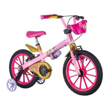 Imagem de Bicicleta Infantil Aro 16 Nathor Princesas Rosa  - Com Rodinhas