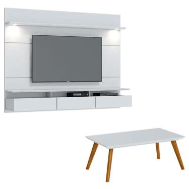 Imagem de Painel Suspenso Decore 2.2 com mesa de Centro Classic Branco Acetinado - Imcal