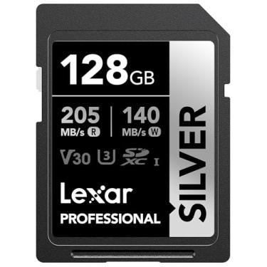Imagem de Lexar Cartão SD prata profissional de 128 GB, UHS-I, C10, U3, V30, 4K, cartão de memória SDXC de até 205/140 MB/s, para fotógrafo profissional, videógrafo, entusiasta (LSDSILV128G-BNNNU)