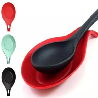 Imagem de Kit 3 Descanso de Talheres em Silicone Suporte Para Espátula, Concha, Colher, Faca Utensílios de Cozinha Cores Sortidas