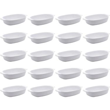 Imagem de Kit 20 Travessas de Melamina para Restaurantes 23cm Milão Lyor Brancas Servir Saladas Entradas