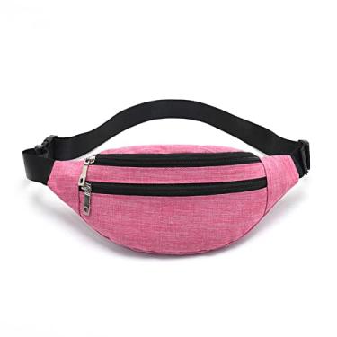 Imagem de Pochete para homens e mulheres – Bolsa de cintura impermeável com alça ajustável para viagens esportivas e corrida. (Rosa-01)