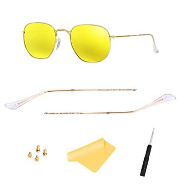 Imagem de Braço de substituição de hicycle, pontas de hastes para óculos de sol Ray Ban RB3447 RB3547N RB3548N RB3647N, com 4 parafusos, 1 chave de fenda (dourado)