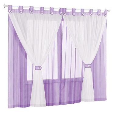Imagem de Cortina Juvenil Varão Simples 3,00m x 2,80m Para Menina Cor Lilás - Ro