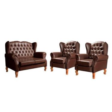 Imagem de Conjunto Imperador Chesterfield Sofá + Poltronas Decoração Vintage - B