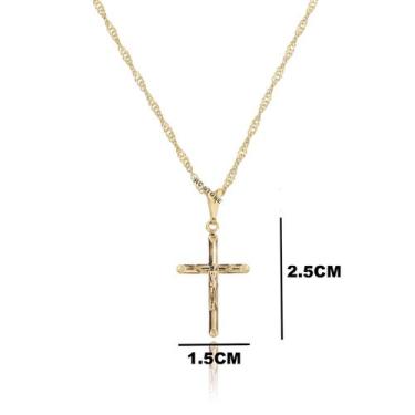 Imagem de colar corrente feminino pingente jesus cruz crucifixo cristo masculino