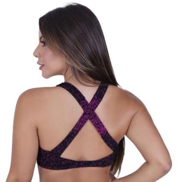 Imagem de Top fitness feminino com bojo removível alças largas cruzado costas or