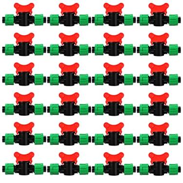 Imagem de Válvula de corte de irrigação por gotejamento universal de 1/2 polegada de acoplamento de tubo de irrigação por gotejamento conector de bloqueio compatível com sistema de irrigação de tubos de fita de gotejamento de 16 a 17 mm (24 peças)