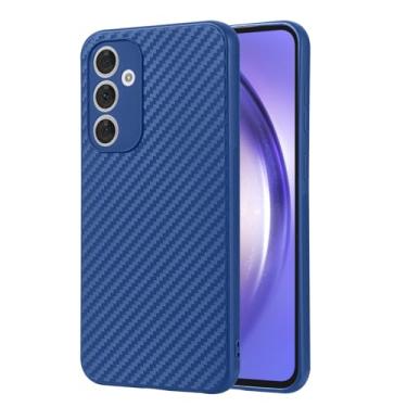 Imagem de Casecious Compatível com Samsung Galaxy A54 Matte Carbon Fiber Soft TPU Slim Cell Phone Back Basic Case Cover (azul)