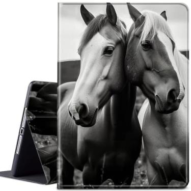 Imagem de Capa para Samsung Galaxy Tab S9 Plus/S9 FE Plus 12,4 polegadas 2023 (modelo SM-X810/X816B/X818U/X616B), capa de couro JANENFNA com vários ângulos com hibernar/despertar automático, cavalo branco