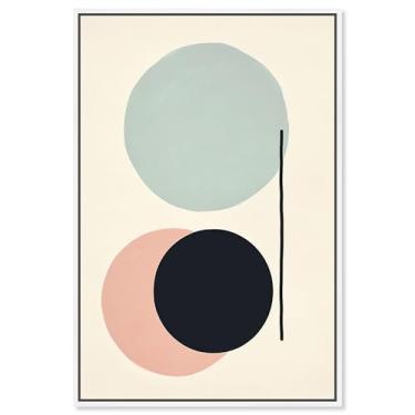 Imagem de Arte de parede em tela abstrata contemporânea retrô para o lado direito por Notoriart, moldura flutuante branca, 25,4 x 38,1 cm