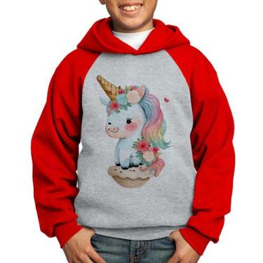 Imagem de Moletom Infantil Unicórnio Bebê - Foca na Moda, Cinza, Vermelho, 14