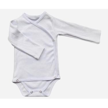 Imagem de Body Kimono Para Bebe Manga Longa ou Curta Branco Tamanho P - Manu Bab