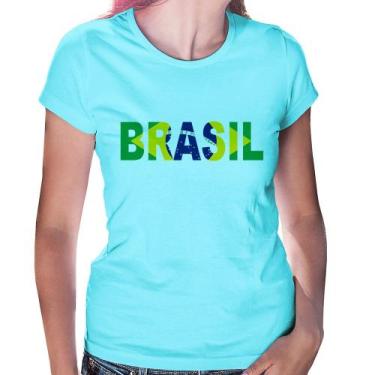 Imagem de Baby Look Bandeira Brasil Letras - Foca na Moda, Azul claro, GG