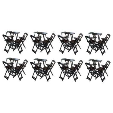 Imagem de Kit 8 Jogos de Mesa Bistrô de Madeira com 4 Cadeiras Dobravel Ideal pa
