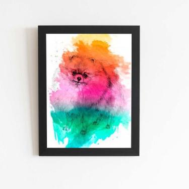 Imagem de Quadro Lulu da Pomerânia Cachorro Aquarela Moldura 60x40cm - PlimShop