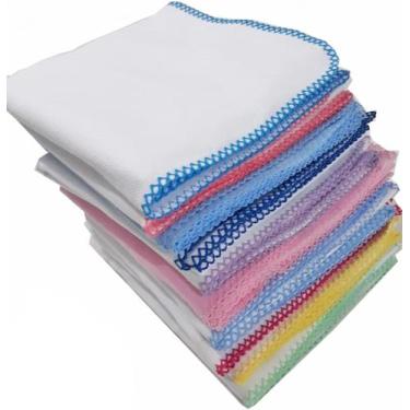 Imagem de Cueiro Flanelado Liso 80x80 Com Crochê Kit Com 5 - Dugu, Neuto