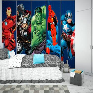 Imagem de Papel De Parede Adesivo, Infantil Vingadores em Faixas - Final Decor