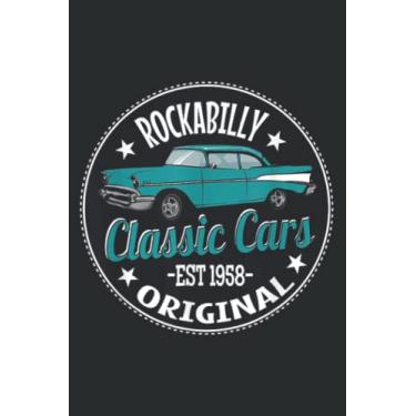 Imagem de 50S Rockabilly Vintage American Classic Cars Sock Hop: HEARTS JOURNAL: 6" x 9", 120 Pages, Lined For Memo Diary Journal, Memo Diary Subject Notebooks Planner for Travelers, Students, Office.