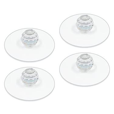 Imagem de LELE LIFE 4 maçanetas de cristal transparentes, puxador de acrílico autoadesivo sem perfuração, puxadores de gaveta de armário transparentes, puxadores para janela de estante de guarda-roupa, 1,7 cm