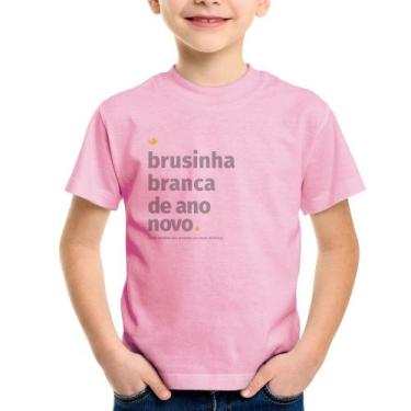 Imagem de Camiseta Infantil Brusinha branca de ano novo - Foca na Moda, Rosa beb