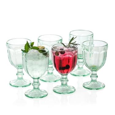 Imagem de G Conjunto de cálice de vidro verde vintage, copos de chá com haste G 289,2, conjunto de 6