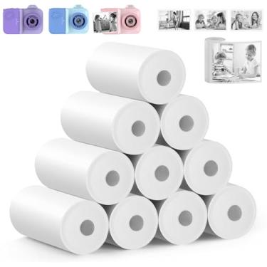 Imagem de 10 rolos de papel de impressão instantânea, papel de impressão térmica, sem tinta, para câmera instantânea infantil, para a maioria das crianças