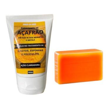 Imagem de Creme Clareador e  Esfoliante de Açafrão + Sabonete Açafrão - Diminui 