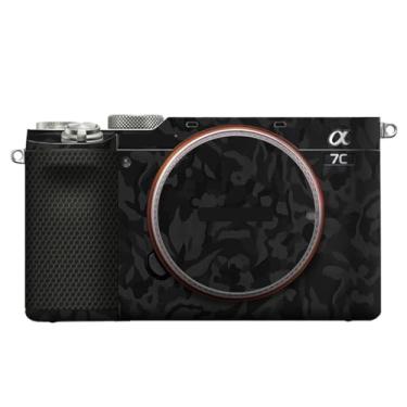 Imagem de JERXTTON Adesivo de capa de câmera para Sony A7C protetor de câmera película protetora antiarranhões decoração (camuflagem sombra preta)