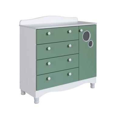 Imagem de Cômoda Infantil Encanto 4 GV 1 PT Branca e Verde
