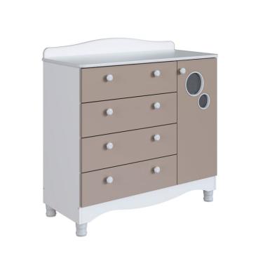 Imagem de Cômoda Infantil Encanto 4 GV 1 PT Branca e Cinnamon