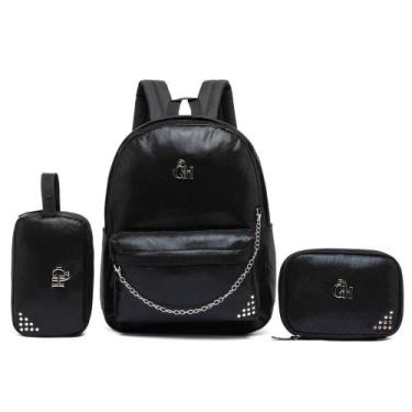 Imagem de Mochila Feminina Guelph Estojo Necessarie Escolar Trabalho , U, PRETO